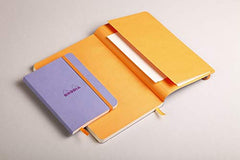 RHODIA 117402C - Black Flexible Notebook - A5 - Lined - 160 pages - Clairefontaine Ivory Paper 90 g/m - Bookmark, Elastic Closure - Faux Leather Cover - Rhodiarama Collection