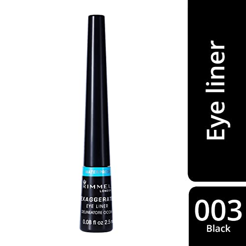 RIMMEL LONDON - Scandal'eyes Exaggerate Liquid Eyeliner - Waterproof, Smudge-proof, Flake-proof, Run-proof - Highly Pigmented Formula & Matte-Black Finish - 001 Black - 2.5ml