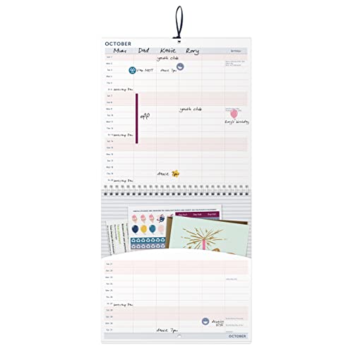 Busy B Family Monthly Calendar January to December 2023 - Pink - Family Calendar 2023 with 6 Column Layout for Family schedules & Birthdays, Monthly Pockets, Stickers & Holiday Planner