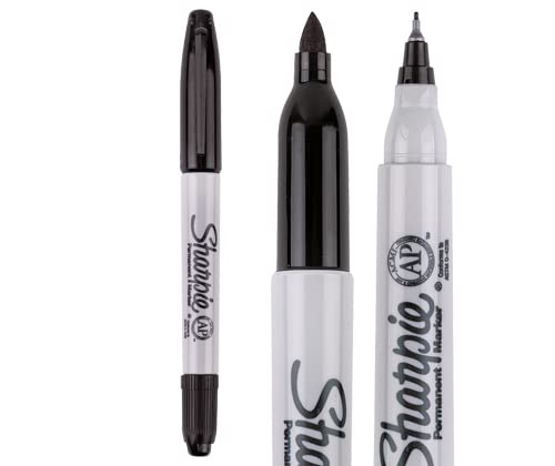 Sharpie Twin Tip Permanent Marker Pens - Black Ink - Pack of 3 - Fine & Ultra Fine Tips