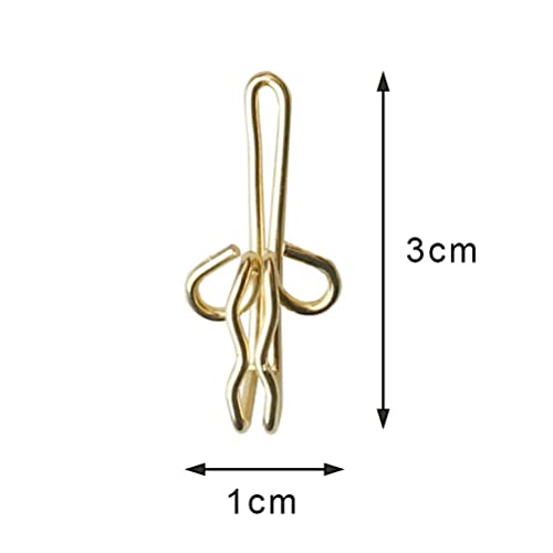 kuou 100 Pieces Brass Curtain Hooks, Metal Curtain Hook Brass Drapery Hooks, Curtain Hooks Brass Curtain Header Tape Drapery Hooks (Gold)