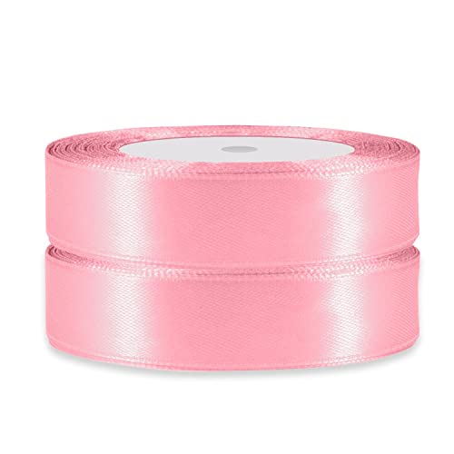 OWill Blush Pink Satin Ribbon, Double Sided Polyester 20mm X 22m(24 Yards) Gift Wrapping Ribbon for Crafting,Gift Wrapping, DIY Sewing Project, Cake Decoration,Party Balloon & Hair Bows