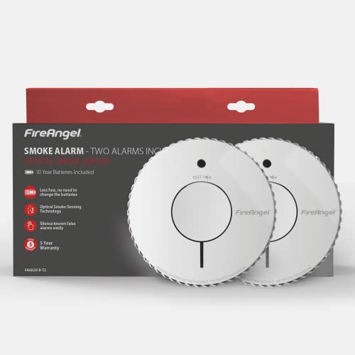 FireAngel Optical Smoke Alarm with 10 Year Sealed For Life Battery, FA6620-R-T2 (ST-622 / ST-620 replacement, new gen) - Twin Pack , White