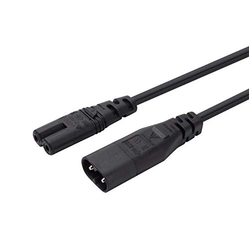 IEC 60320 C8 Plug to C7 Receptacle Male to Female Extension Power Supply Main Adapter Cable (30cm)