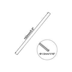 sourcing map 1.5mm x 150mm 304 Stainless Steel Solid Round Rod for DIY Craft - 10pcs