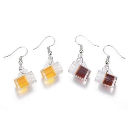 Beer Glass Charms earrings (Red)