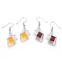 Beer Glass Charms earrings (Red)