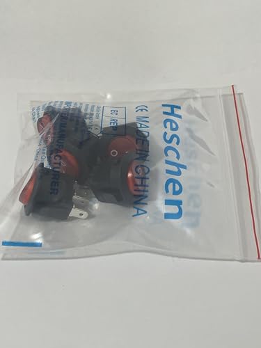 Heschen Red Round Rocker Switch Round ON-OFF SPST 3 Terminals 10A 250VAC UL VDE 5Pack