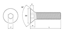 M6 (6mm x 25mm Inc Head) Hex Socket Countersunk Machine Screws - A2 Grade Stainless Steel (Pack of 20)