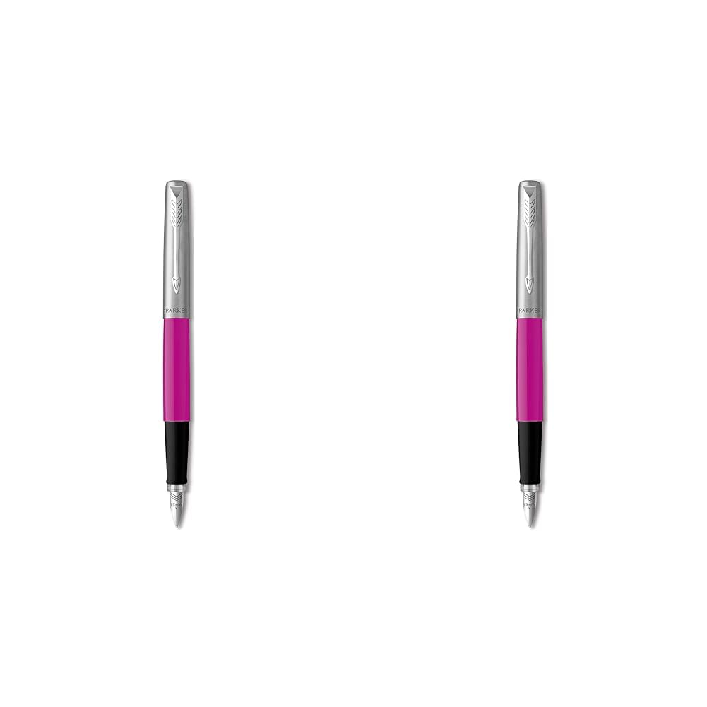 PARKER Jotter Originals Fountain Pen, Classic Magenta Finish, Medium Nib, Blue & Black Ink (Pack of 2)