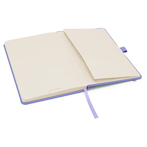 Notes London Eco A5 Notebook with Lined Pages, Pen Loop, Ribbon, Date Marks and Paper Pocket, Medium Hardback Journal, Note, sustainably sourced paper (Pastel Purple)