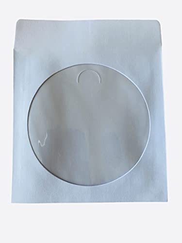 50 x High Grade White CD/DVD/Bluray Paper Disc Sleeve Envelopes with Clear Window by Dragon Trading