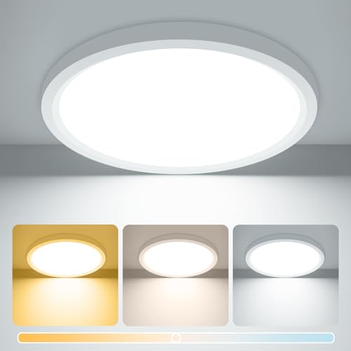 zemty 15W 1800LM LED Ceiling Light, Bathroom Lights Ceiling 3000K/4000K/6500K, IP44 Waterproof, Ultra Thin Round Flush Ceiling Light for Bedroom,Kitchen, Living Room,Toilet,Utility Room 18cm