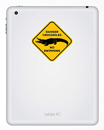 2 x 10cm Danger Crocodile Warning Vinyl Stickers - Sticker Laptop Luggage #33113 (10cm Wide)