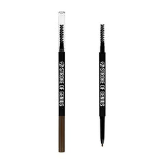 W7 Stroke Of Genius Eyebrow Pencil - Dual Ended Mechanical Brow Pencil With Spoolie Brush - Professional Brow Makeup (Dark Brown)