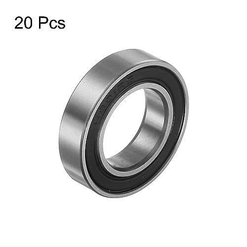 sourcing map 20pcs 6801-2RS Deep Groove Ball Bearings 12mm Bore 21mm OD 5mm Thick Chrome Steel Double Sealed Bearing for Motors Pumps Conveyors