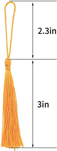 DERAYEE 100 PCS Silky Handmade Tassels Bookmarks Tassel Craft Floss Tassel with Cord Loop for Jewelry Making DIY Projects (assorted 25 Colors)