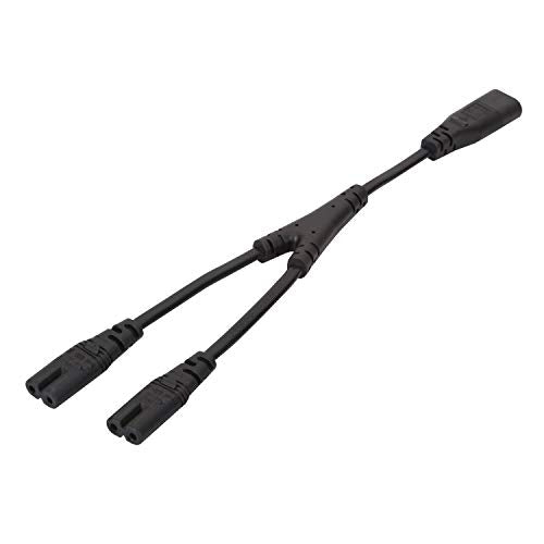 IEC320 C8 to 2X C7 Y Splitter AC Power Cord, IEC Figure 8 Male to 2 Female 1 in 2 Out AC Power Cable 30CM