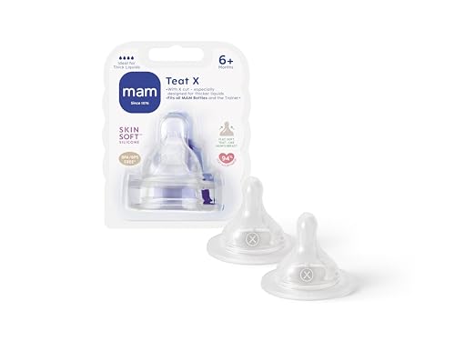 MAM Cross-Cut Teats, Suitable for 6and Months, Bottle Teats with SkinSoft Silicone, Fits all MAM Baby Bottles, Baby Feeding Essentials, Pack of 2