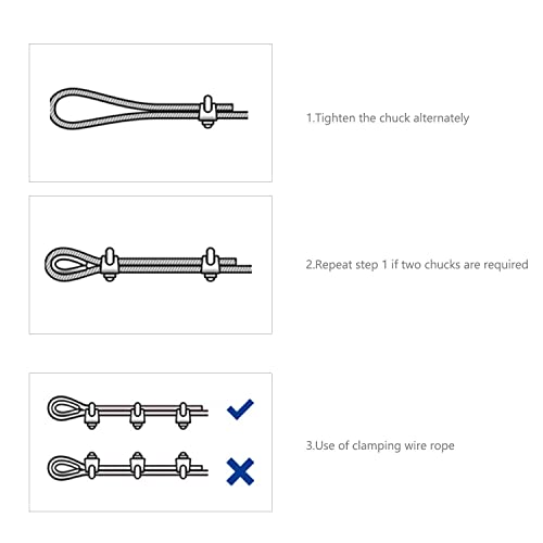 TERF® 10 Pcs Wire Rope Cable Clip Clamps M5 for Ø 5mm (3/16 inches) Wire Rope Cable Grip Galvanized Steel U Bolt Saddle Fastener for Rigging Rope and tension cable Garden Tension Wire Ropes