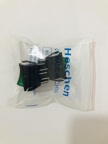 Heschen Rocker Switch ON-OFF DPDT 6 Terminals Green Light Illuminated 16A 250VAC 2Pack