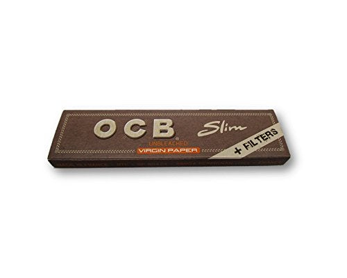 OCB Virgin Unbleached King Size Slim Rolling Papers and Filter Tips Cigarette Papers Smoking Papers Pack of 4 Booklets from Sudesh Enterprises