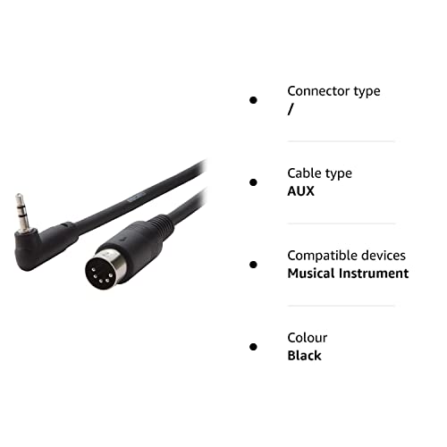 Roland BOSS Bmidi-5-35 3.5 Mm Stereo Jack / Midi, Angled 3.5 Mm Trs (Male) To 5-Pin Midi (Male), 5 Ft/1.5M Length