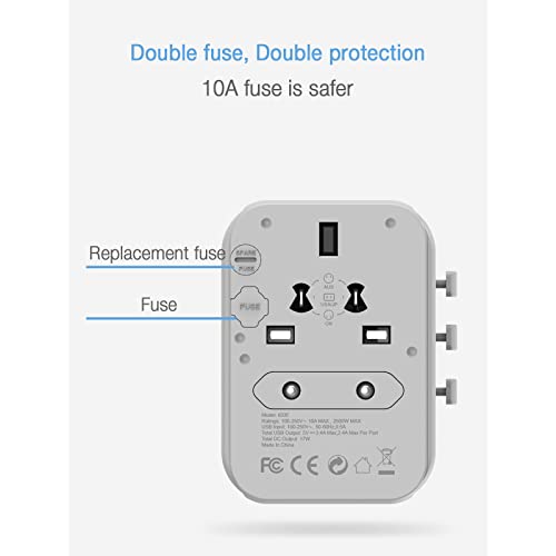 TESSAN Plug Adapter Worldwide with 4 USB and 1 AC Socket, International Travel Adapter UK to European Power Universal Plug Adaptor for EU USA Australia Thailand