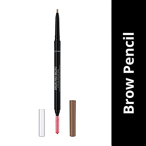 Rimmel London Brow Pro Micro Ultra-Fine Precision Pencil & Brush, Natural-looking Defined Brows, Blonde, 0.03 g