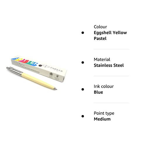 Parker Jotter Originals Ballpoint Pen - Eggshell Yellow Pastel Finish - Retro Collection - Blue Ink - Gift Boxed