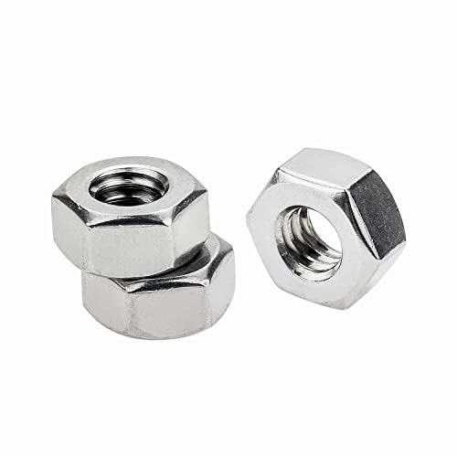 TERF M22 Hex Hexagon Nut (22mm) Steel Full Nuts - Pack of 8, Silver