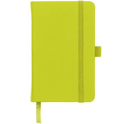 Savvy Bee 2 x Notebooks, Double Pack A6 Notebook New Lined Pocket Hardback Small Journal with pen loop, elastic closure and ribbon marker 196 pages / 98 sheets Notepad Notes Pad (Lime)