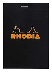 RHODIA 122009C - Stapled Notepad N°12 Black - 8.5x12 cm - Small Squares - 80 Detachable Sheets - White Clairefontaine Paper 80 g/m - Soft and Resistant Coated Card Cover - Basics