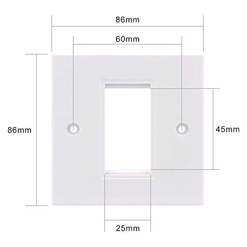 VCELINK RJ45 Socket Ethernet Cat6 Wall Socket Single Port Faceplate Flat Wall Plate for CAT6/CAT5E/CAT5 Network Cable with Keystone Jack Modular