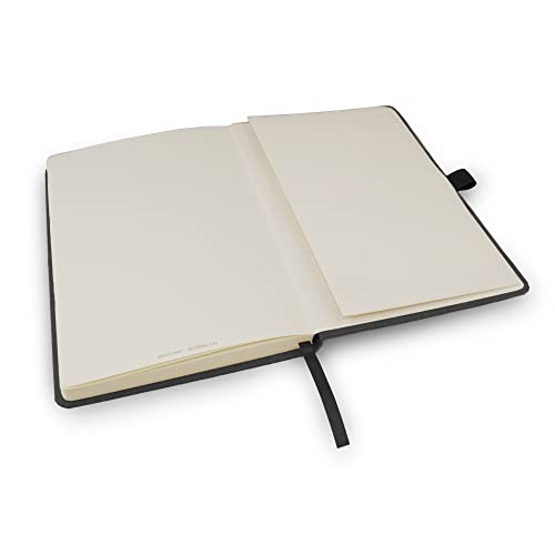 Notes London A5 Environmentally Friendly Eco Notebook with Lined Pages & Date Marks, 100% Recycled Paper, Ribbon, Pen Loop and Enclosure band, Hardback Journal Notepad Note (Charcoal)