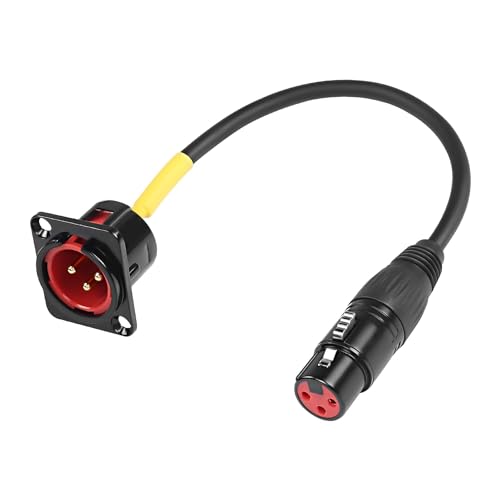 XMSJSIY D-Type XLR Male Panel Mount to XLR Female Connector Pass Through Cable,3 Pin Mic XLR Feed/Pass Thru Converter Compatible with Microphone - 30cm/11.8inch 1PC (Male to Female)