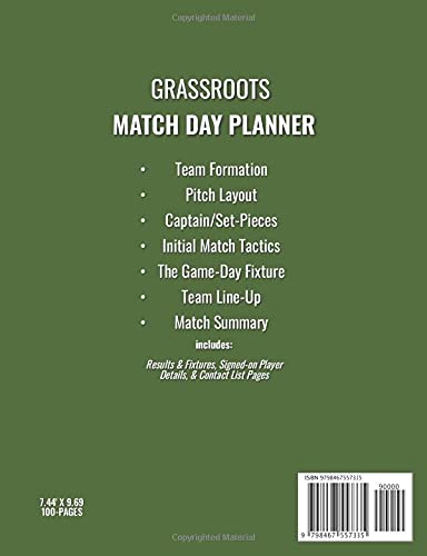 Grassroots Football Match Day Planner: for Managers and Coaches of Saturday & Sunday Football Clubs within Amateur Leagues and Youth Soccer