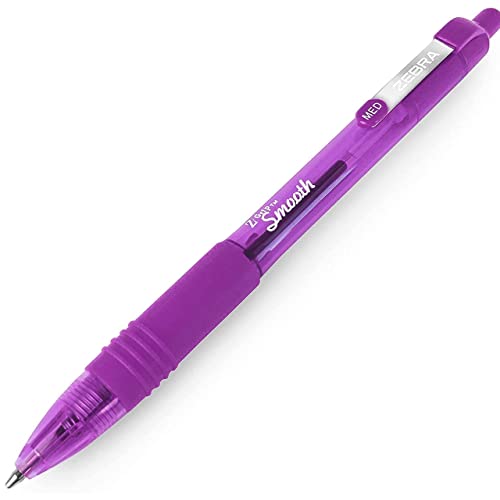 Zebra Z-Grip Smooth - Retractable Ballpoint Pen - 3 Pack - Purple