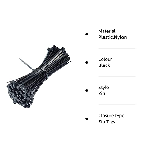 Oksdown 100 Pack Black Plastic Cable Ties 100mm×2.5mm Small Nylon Zip Ties Premium Self Locking 4 inch Mini Tie Wraps