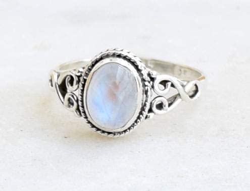 Rainbow Moonstone Ring 925 Sterling Silver Statement Ring For Women Size UK N Natural Gemstone Ring Handmade Ring Christmas Gifts Ring Jewelry