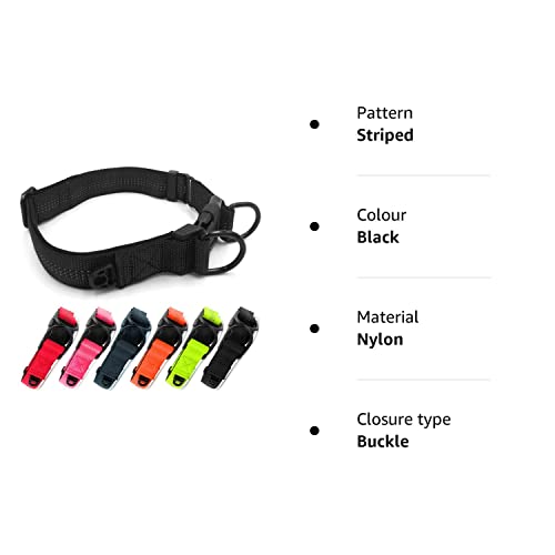 Beshine Adjustable Dog Collar, Reflective Nylon Neoprene with Separate ID Ring and Double D Ring, Durable and Comfortable Puppy Collar for Large Dogs(L, Black)