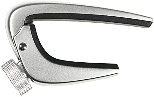 WINGO 6 String Steel Guitar Capo with Micro Tension Adjustment Knob for Acoustic Electric Guitars - Silver