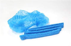 100x Omnitex Premium Blue Mob Caps - Non Woven Hygiene Hair Nets Covers, Disposable Clip Caps with Double Elastic (1x Pack of 100)