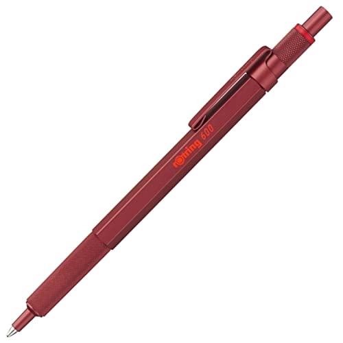 rOtring 600 Ballpoint Pen   Medium Point   Black Ink   Red Barrel   Refillable