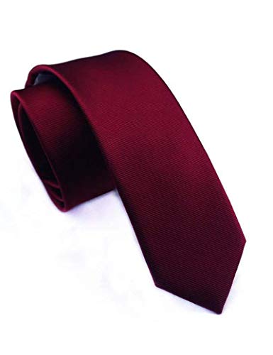 JEMYGINS 2.4 inches Burgundy Tie Silk Skinny Ties for Men Slim Necktie (6cm)