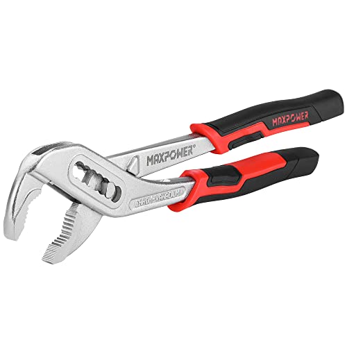 Water Pump Pliers 250mm(10 inches), MAXPOWER Slip Joint Pliers Tongue-and-Groove Pliers Multigrip Groove Joint Plumbing Clamp for Tightening & Loosening Nuts, Bolts, Pipe