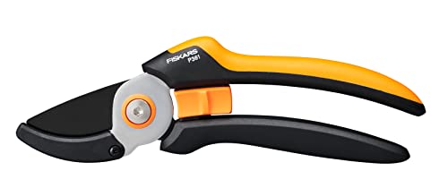 Fiskars Anvil Garden Pruners L, Solid, P361, For dry twigs and branches, Non-stick coated, Stainless steel blades, Length: 20.1 cm, Black/Orange, 1057165