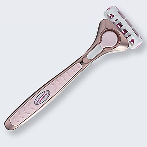 WILKINSON SWORD - Quattro For Women   Premium Metal Rose Gold   Razor Handle and 5 Blade Refills