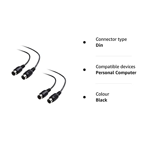 Cable Matters 2-Pack 5 Pin DIN MIDI Cable, 5 Pin MIDI Cable - 1.8m