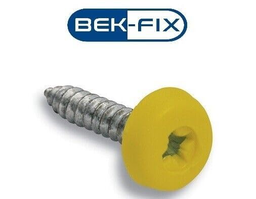 BEK-FIX® Number Plate Oversized Screws Plastic Top 2x White 2x Black 2x Yellow